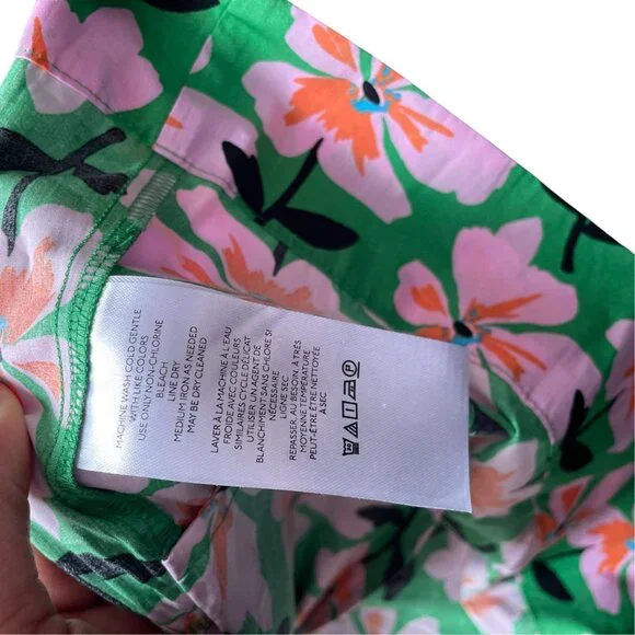 Anthropologie Maeve Somerset Mini Dress - Green & Pink Floral Size M - Picture 7 of 12